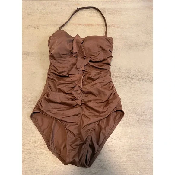 brown JANTZEN CLASSICS one piece swimsuit size 8 - Picture 1 of 2